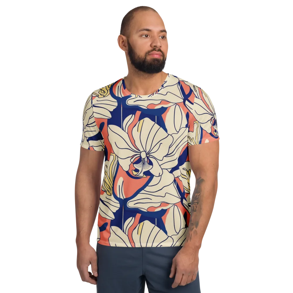 Coral Orchid on Men's Athletic T-Shirt — Front