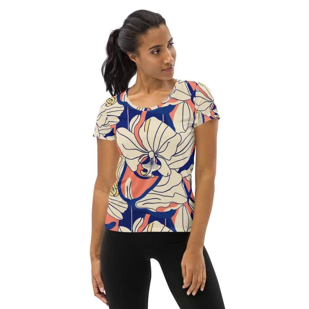Coral Orchid on Women's Athletic T-Shirt — Front