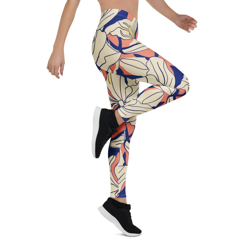 Coral Orchid on Leggings — Right