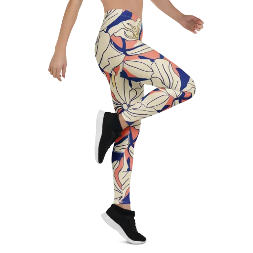 Coral Orchid on a Leggings