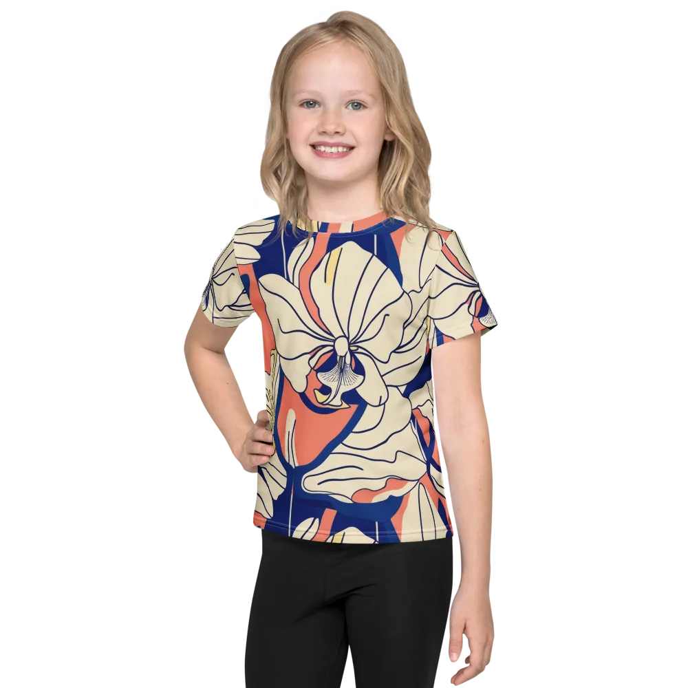Coral Orchid on Kids Crew Neck T-Shirt — Front