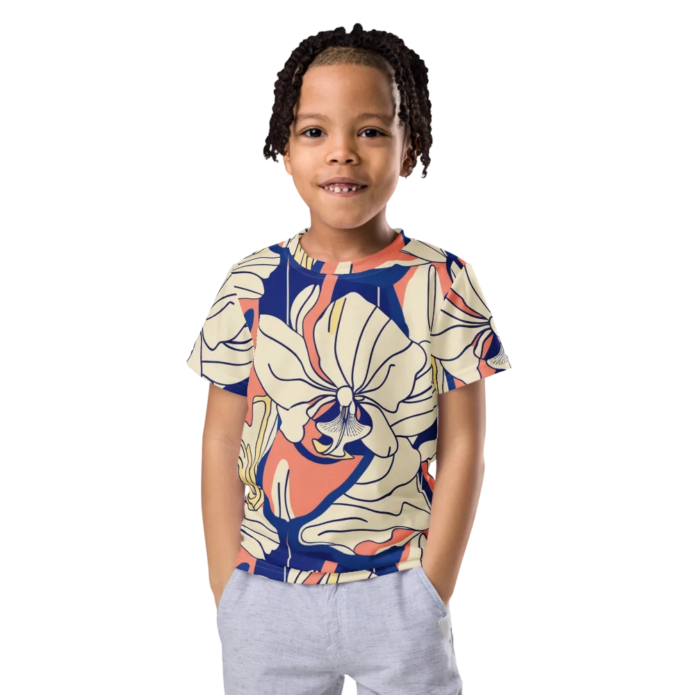 Coral Orchid on Kids Crew Neck T-Shirt — Front