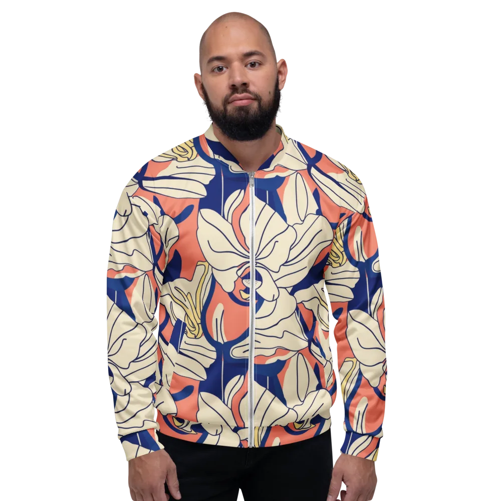 Coral Orchid on Bomber Jacket — Front