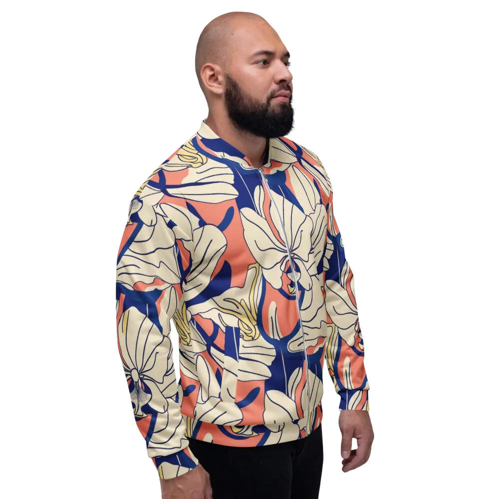Coral Orchid on Bomber Jacket — Right