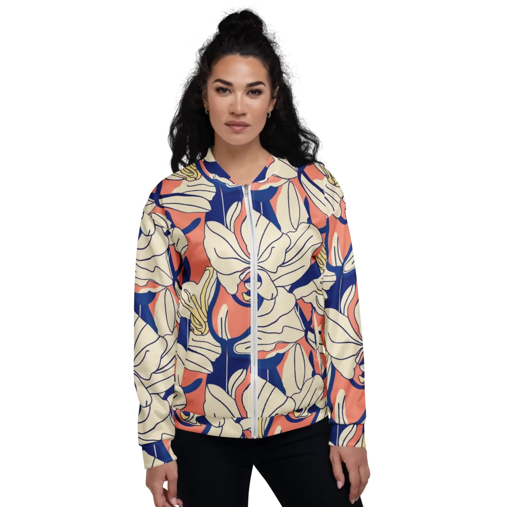 Coral Orchid on Bomber Jacket — Front
