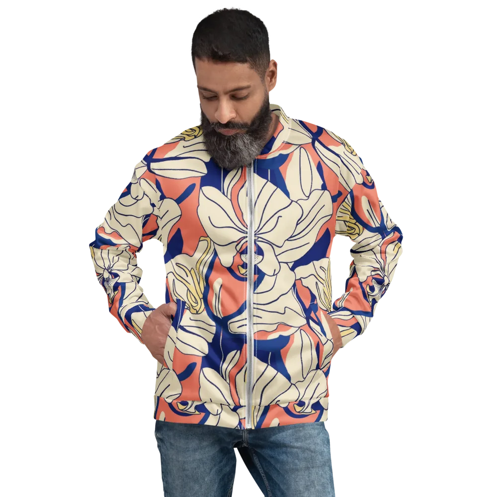 Coral Orchid on Bomber Jacket — Front