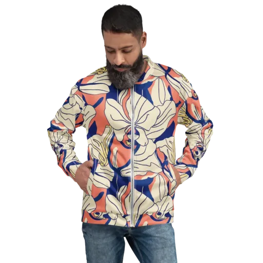 Coral Orchid on a Bomber Jacket