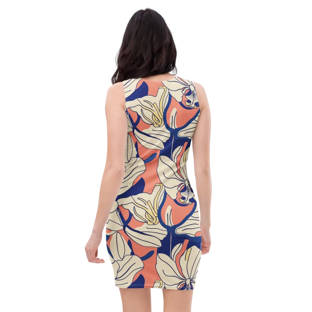 Coral Orchid on Bodycon Dress — Back