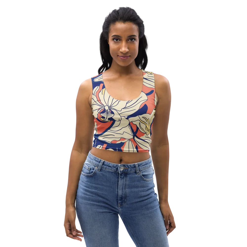 Coral Orchid on Crop Top — Front