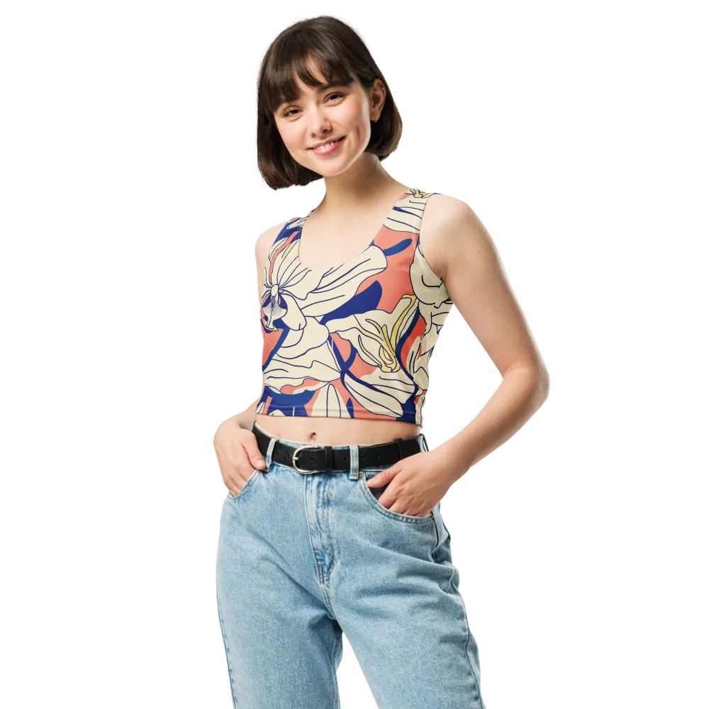 Coral Orchid on Crop Top — Front