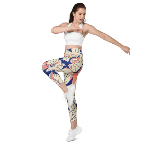 Coral Orchid on a Leggings with Pockets
