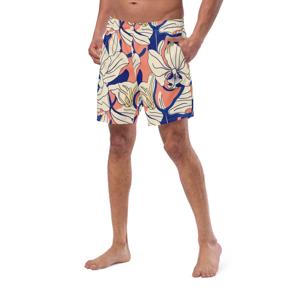 Coral Orchid on Swim Trunks — Left Front