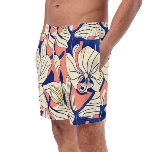 Coral Orchid on a Swim Trunks