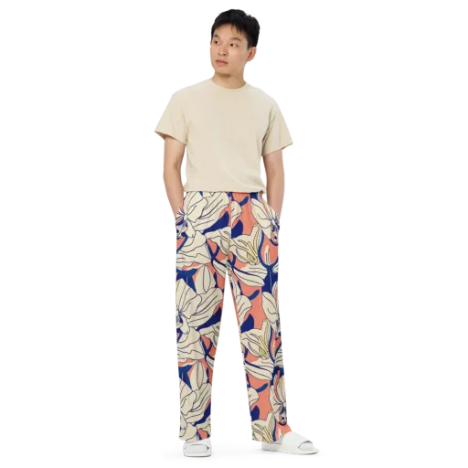 Coral Orchid on a Wide-Leg Pants