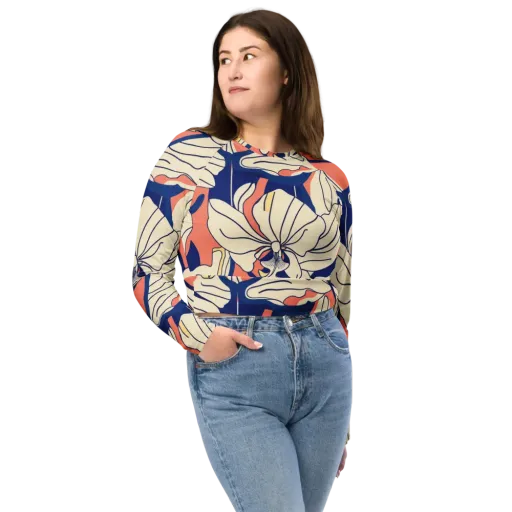 Coral Orchid on a Long Sleeve Crop Top