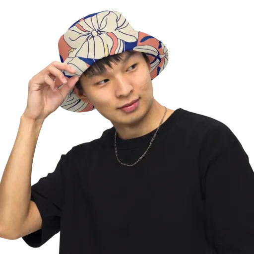 Coral Orchid on a Reversible Bucket Hat