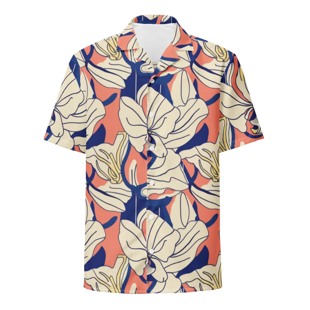Coral Orchid on Button Shirt — Front