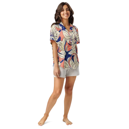 Coral Orchid on a Women's Short Sleeve Pajama Top