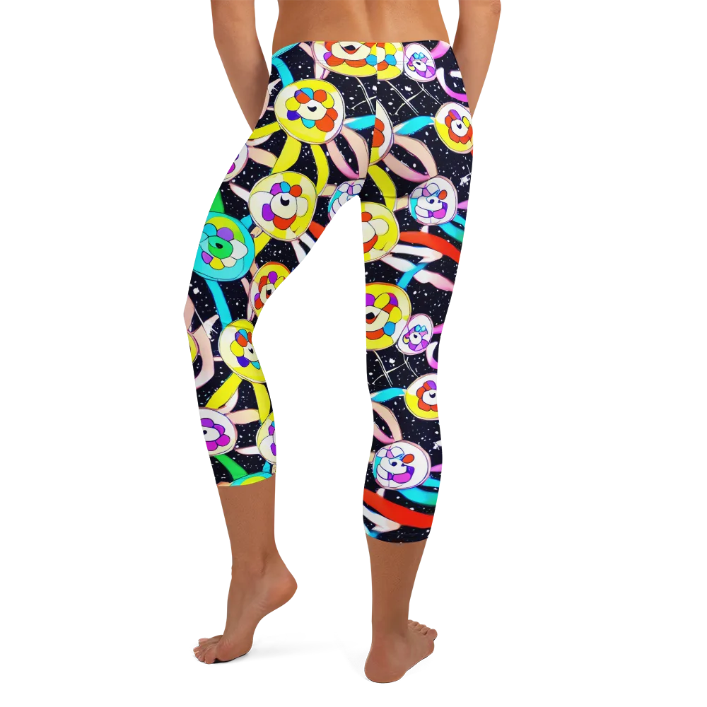 Cosmic Bloom Parade on Capri Leggings — Back