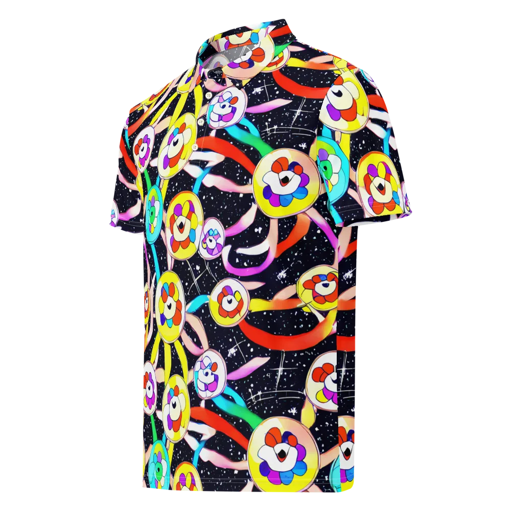 Cosmic Bloom Parade on Men's Slim Fit Polo Shirt — Left Front