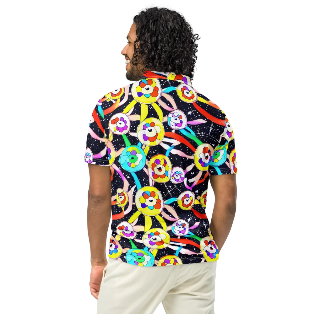 Cosmic Bloom Parade on Men's Slim Fit Polo Shirt — Back