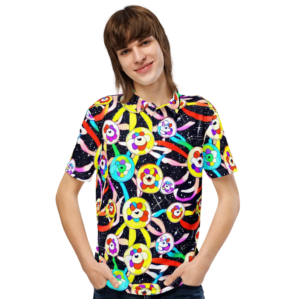Cosmic Bloom Parade on Men's Slim Fit Polo Shirt — Front