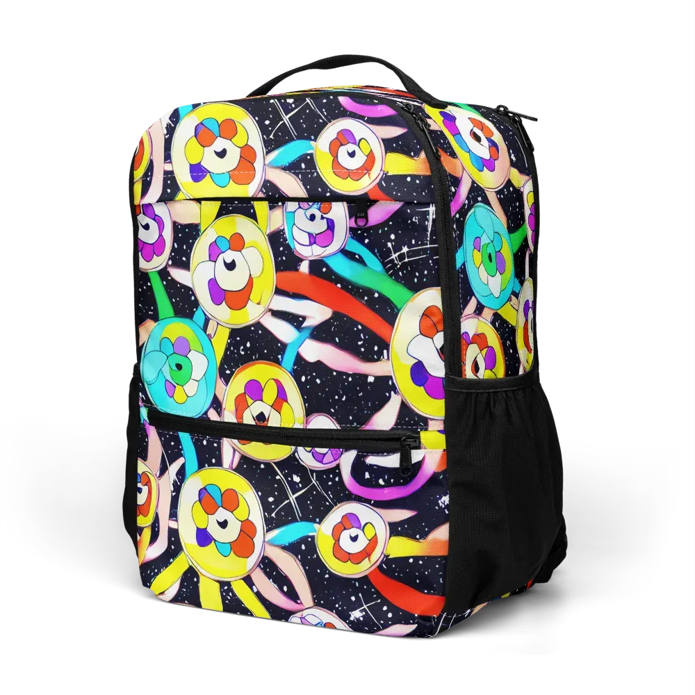 Cosmic Bloom Parade on Utility Backpack — Left Front