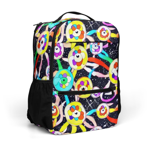 Cosmic Bloom Parade on a Utility Backpack