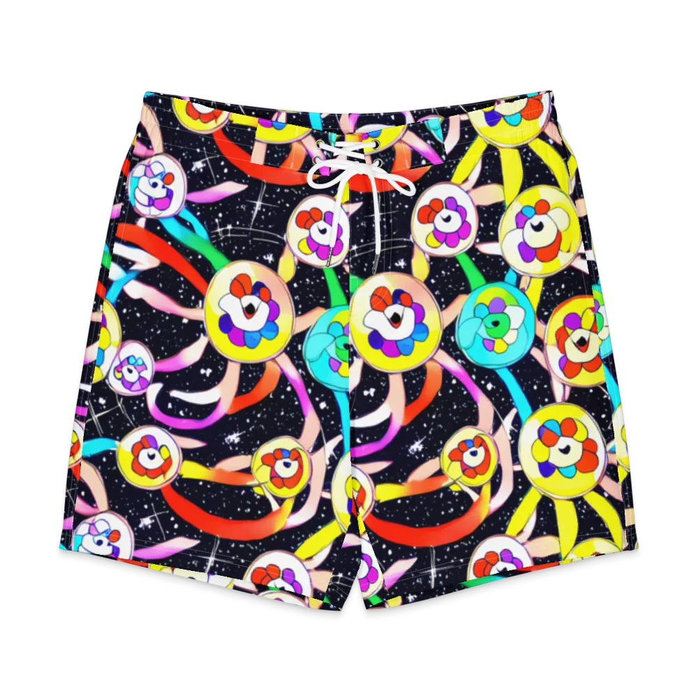 Cosmic Bloom Parade on Men's Board Shorts — Front