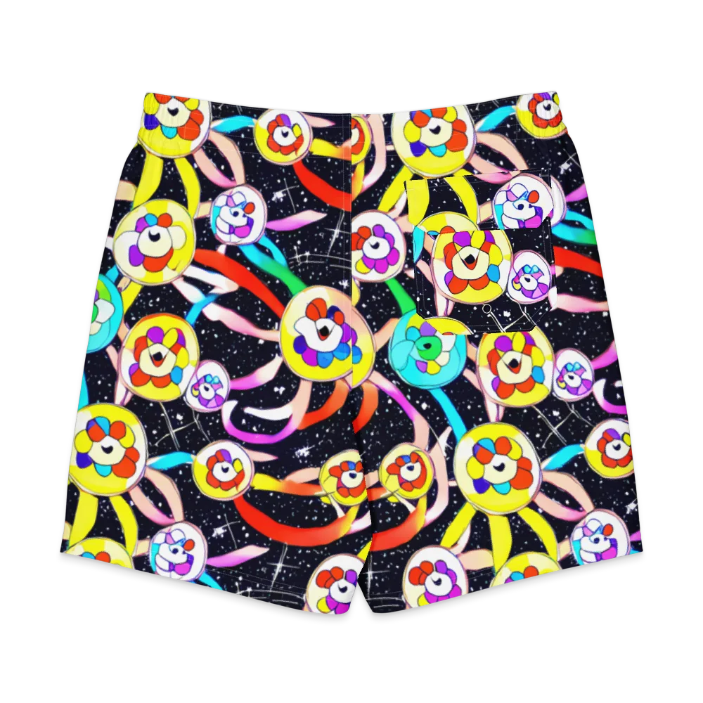 Cosmic Bloom Parade on Men's Board Shorts — Back