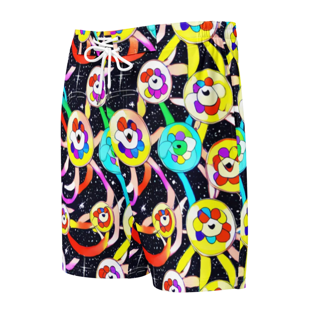 Cosmic Bloom Parade on Men's Board Shorts — Front