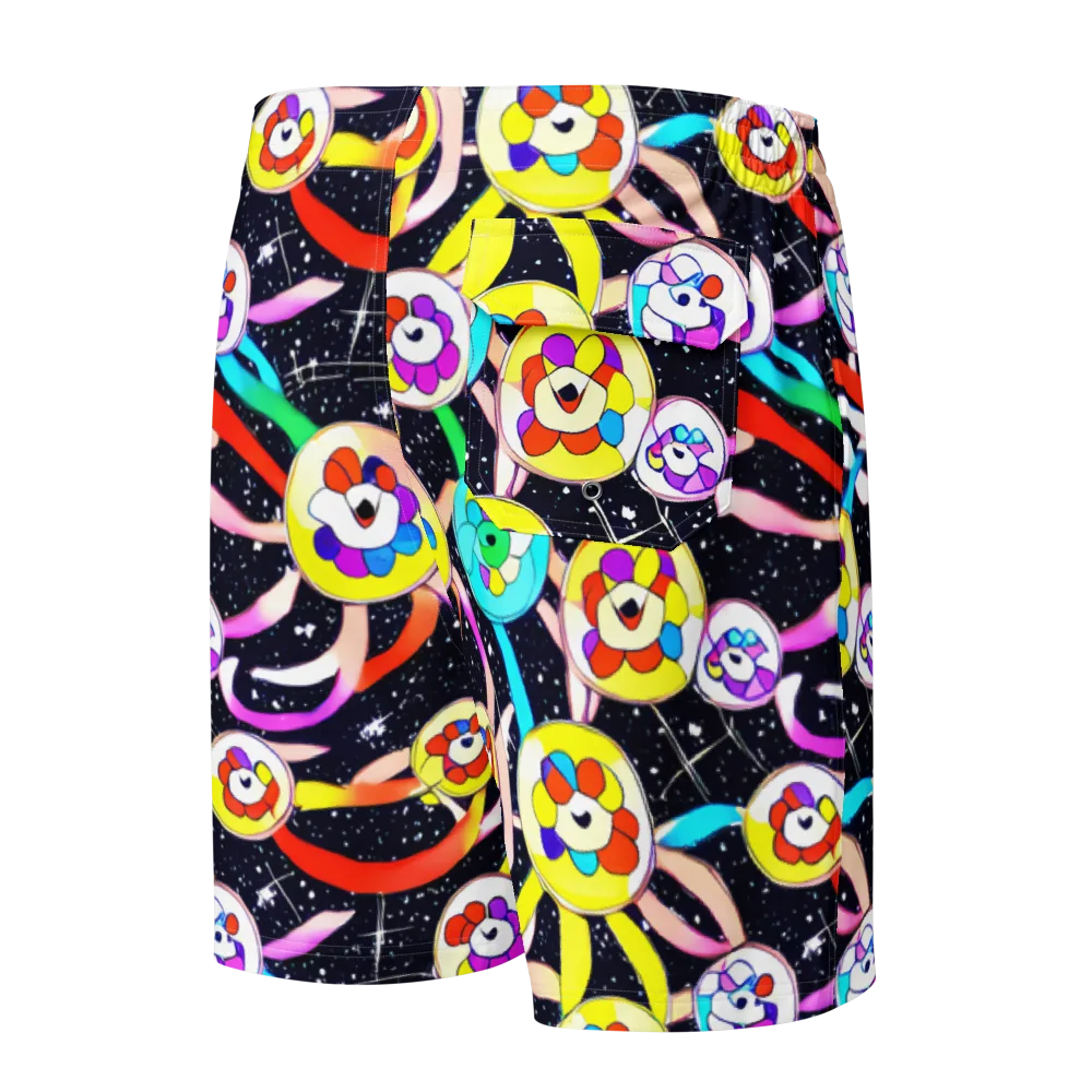 Cosmic Bloom Parade on Men's Board Shorts — Back
