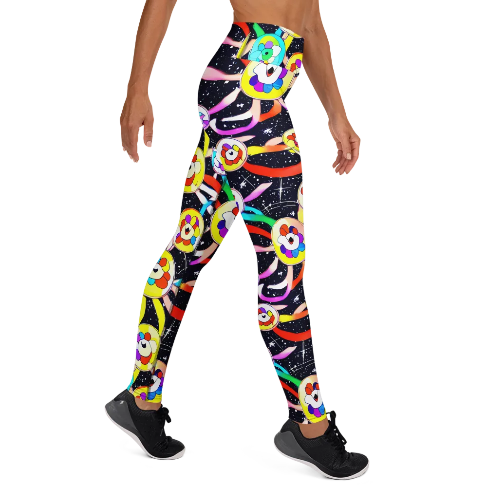 Cosmic Bloom Parade on Yoga Leggings — Right