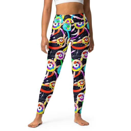 Cosmic Bloom Parade on a Yoga Leggings