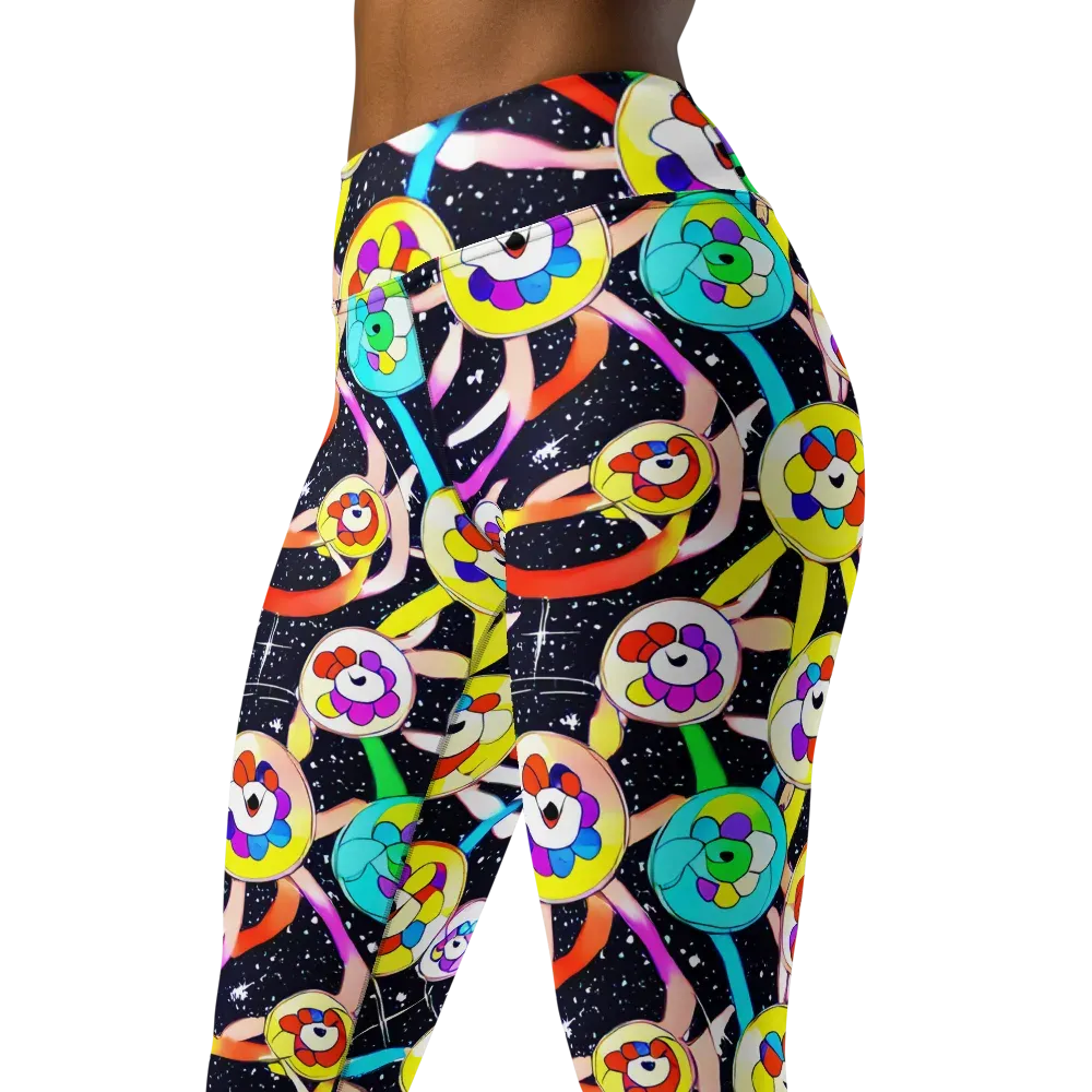 Cosmic Bloom Parade on Yoga Leggings — Left Front