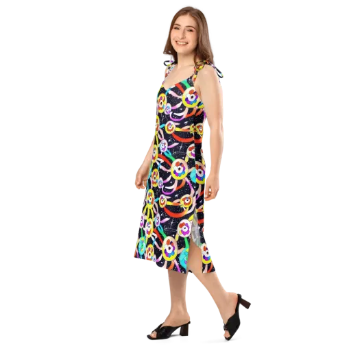 Cosmic Bloom Parade on a Slip Dress
