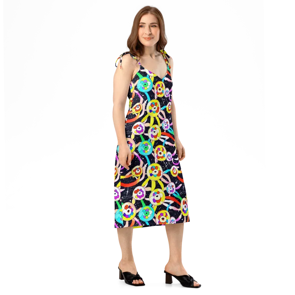 Cosmic Bloom Parade on Slip Dress — Right Front