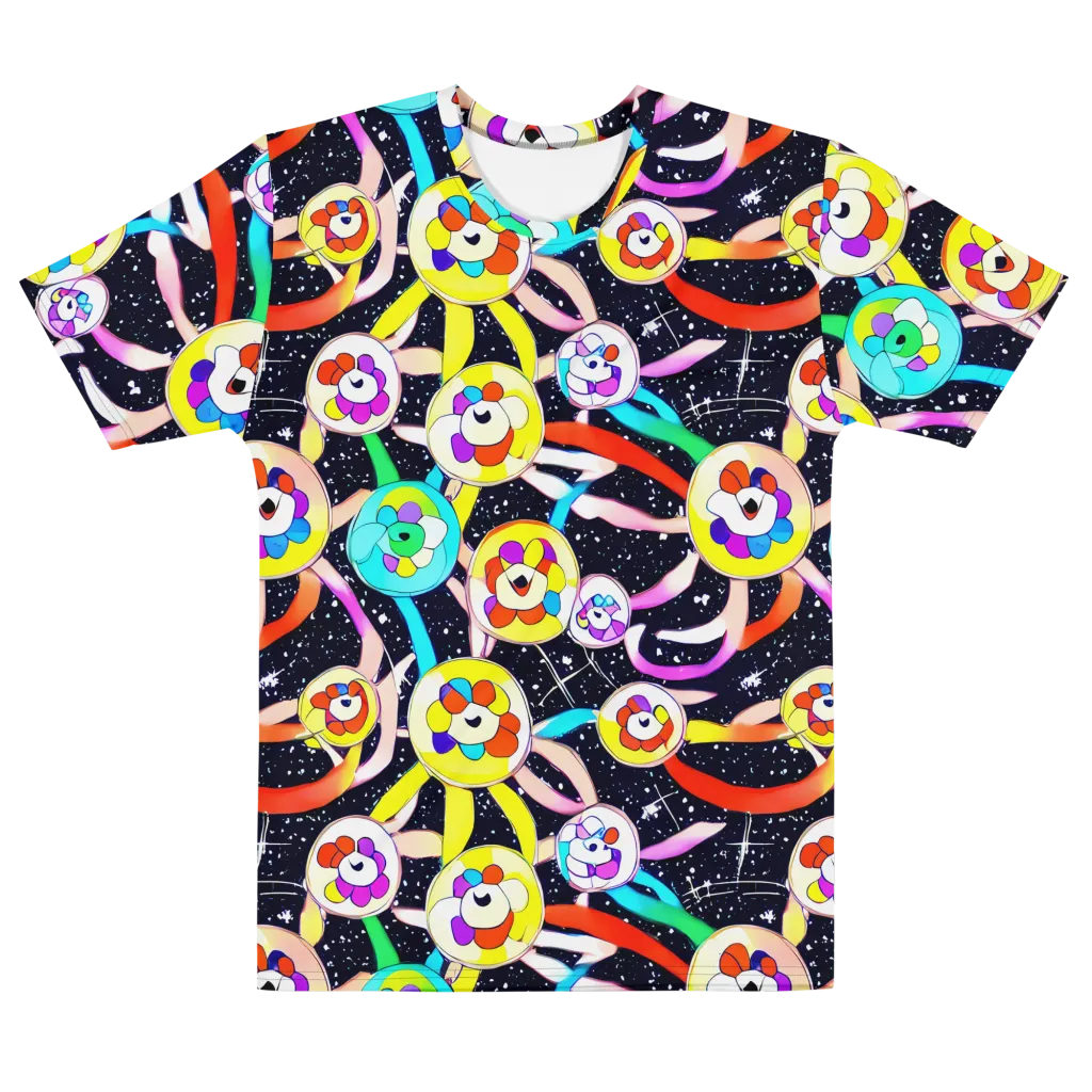 Cosmic Bloom Parade on Men's Cotton Crew Neck T-Shirt — Front