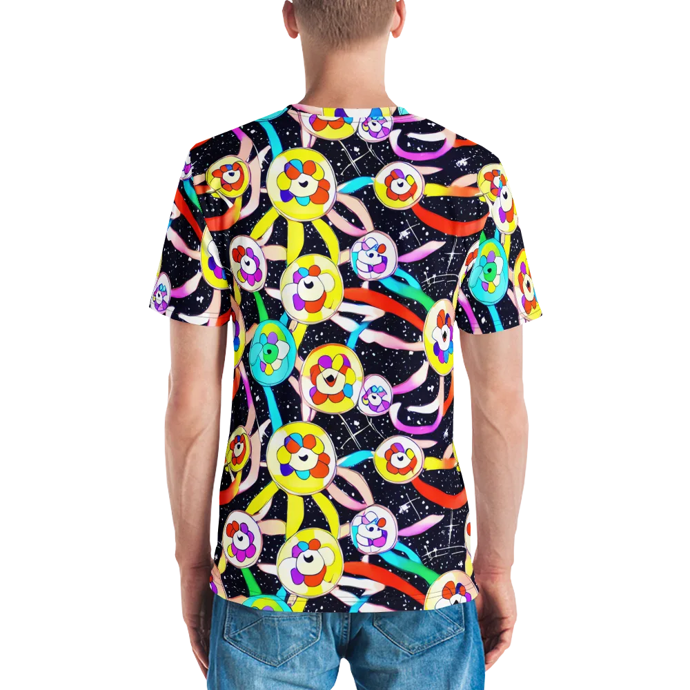 Cosmic Bloom Parade on Men's Crew Neck T-Shirt — Back