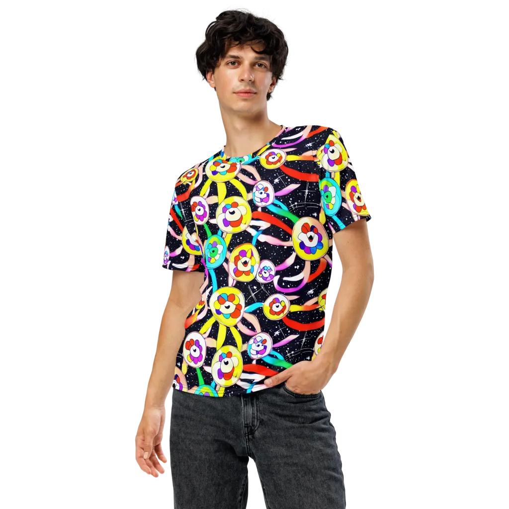 Cosmic Bloom Parade on Men's Crew Neck T-Shirt — Front