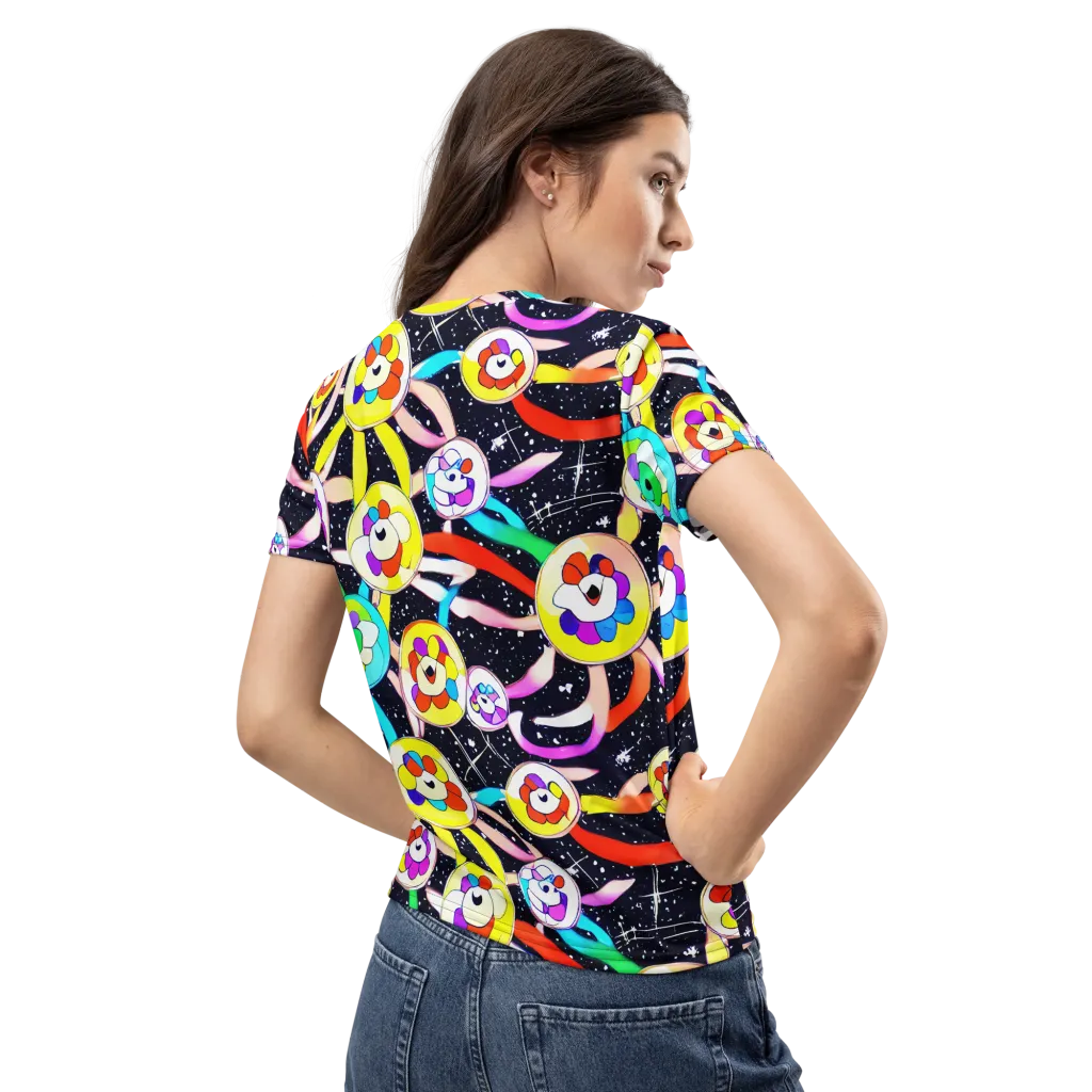 Cosmic Bloom Parade on Women's Crew Neck T-Shirt — Back