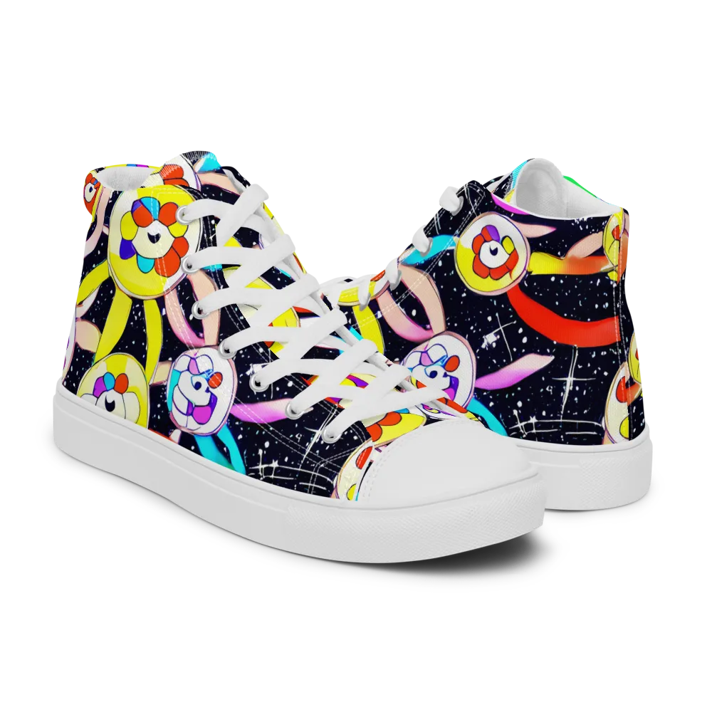 Cosmic Bloom Parade on Women's High Top Canvas Shoes — Right