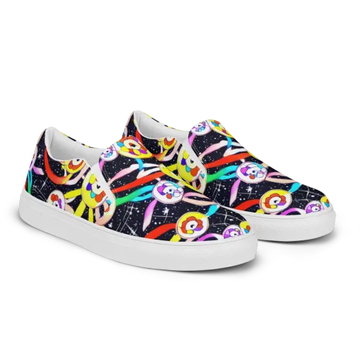 Cosmic Bloom Parade on a Men's Slip-On Canvas Shoes