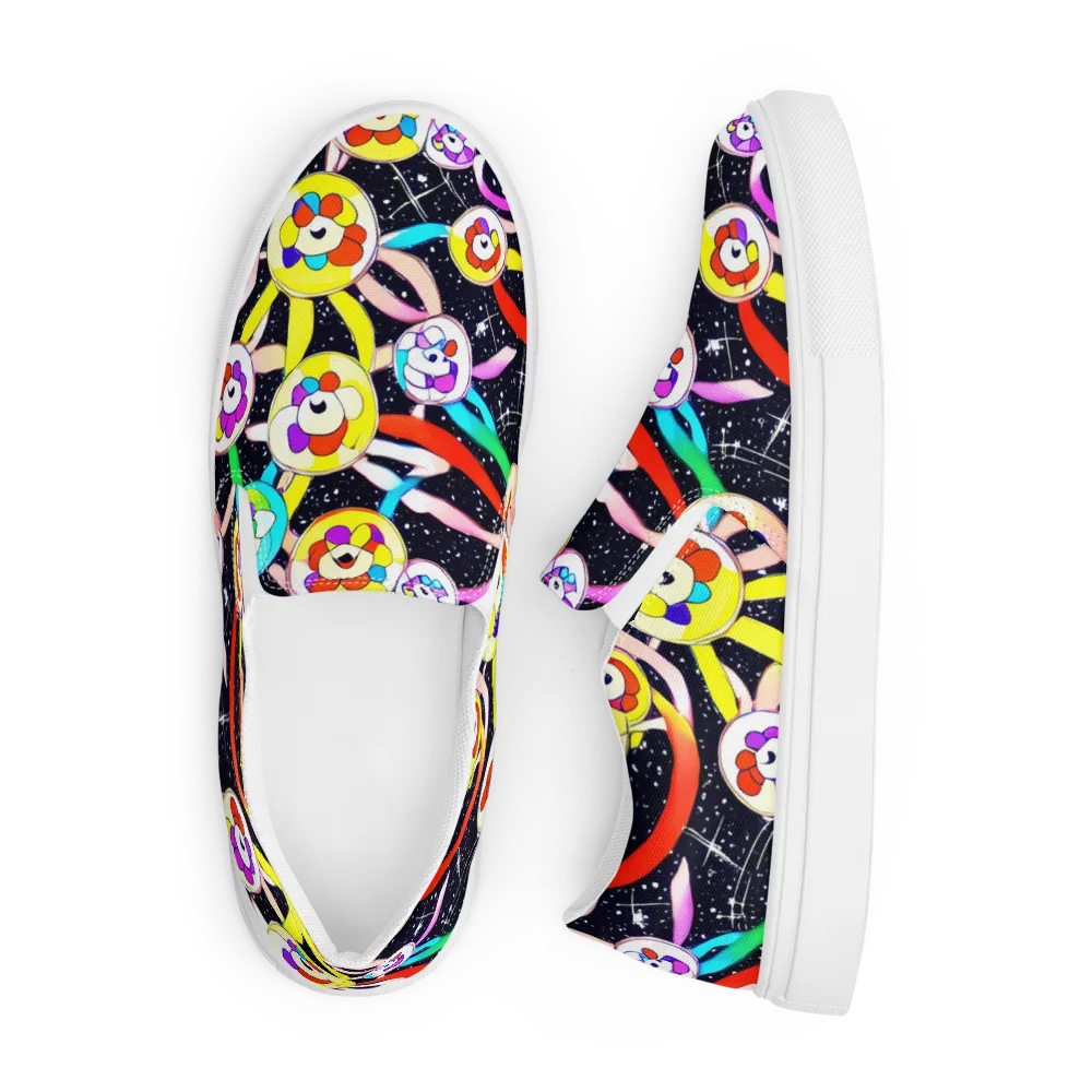 Cosmic Bloom Parade on Men's Slip-On Canvas Shoes — Front