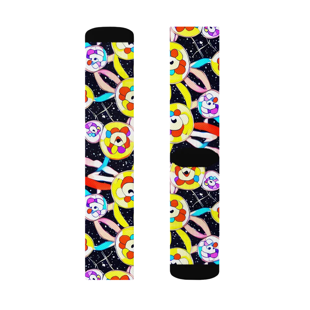 Cosmic Bloom Parade on Socks — Right Sock