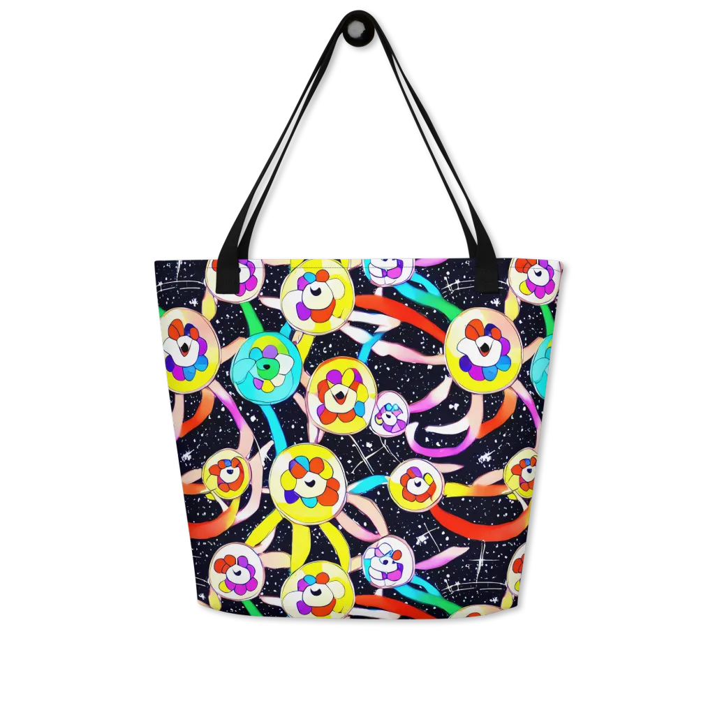 Cosmic Bloom Parade on Large Tote Bag W/ Pocket — Front