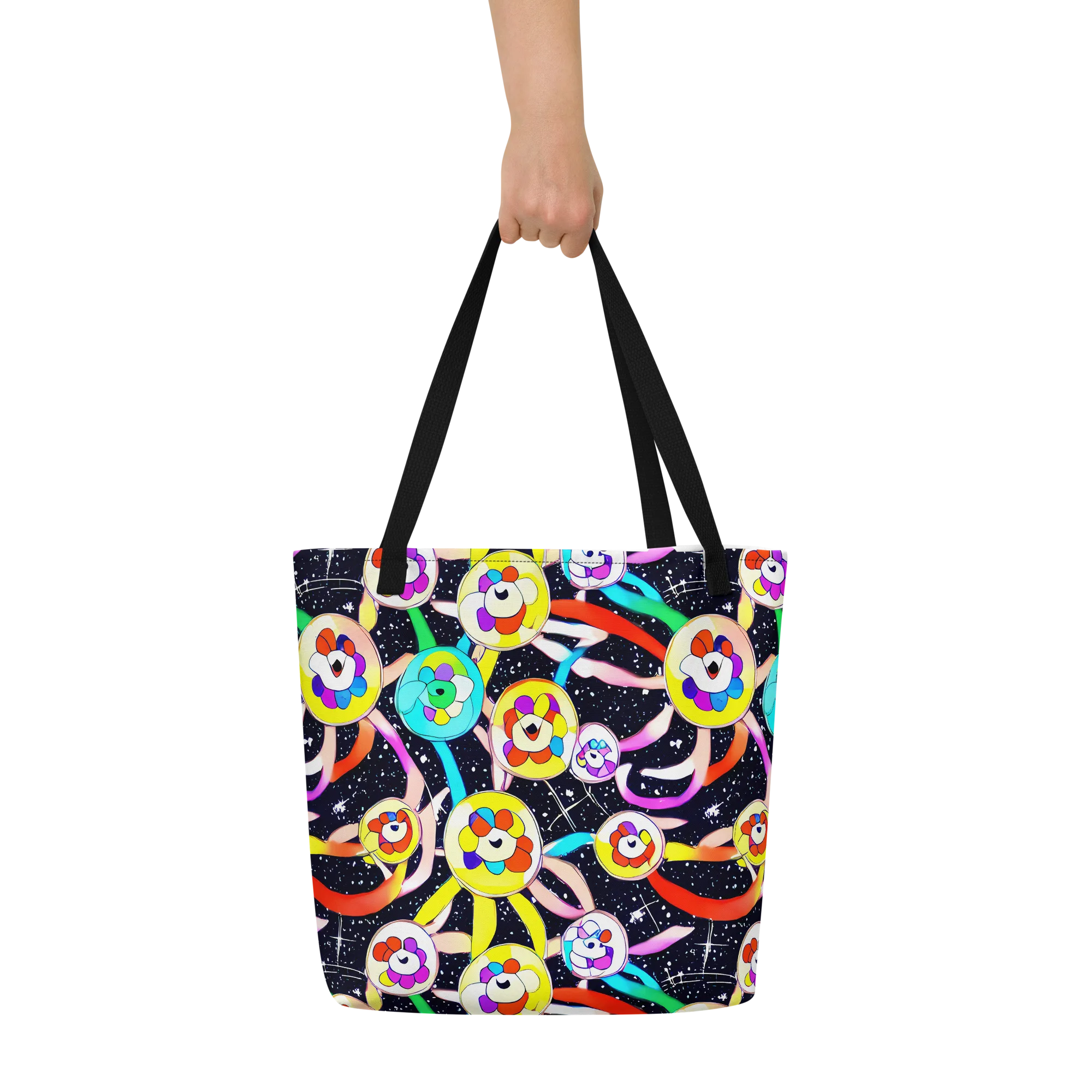 Cosmic Bloom Parade on Large Tote Bag W/ Pocket — Front