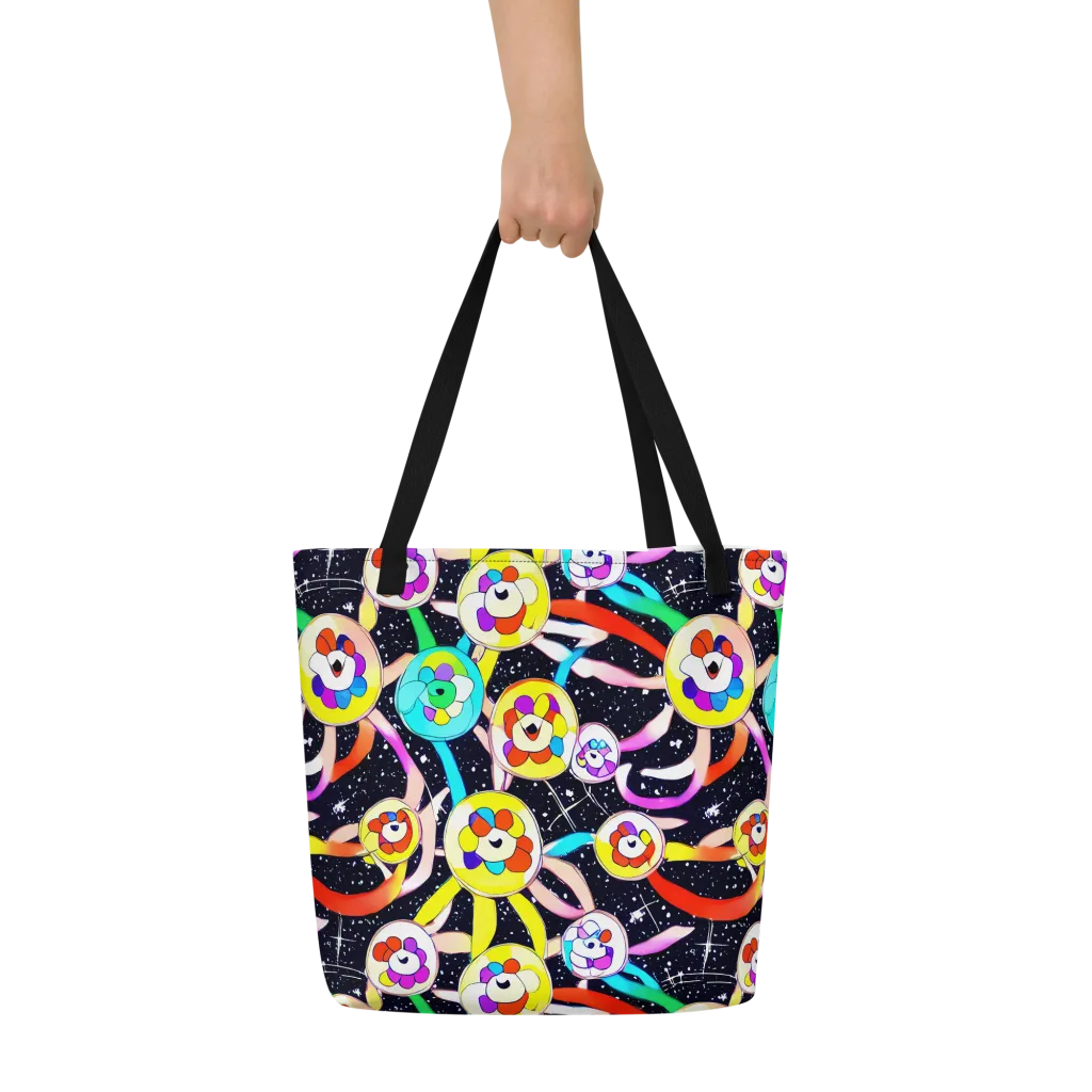 Cosmic Bloom Parade on Large Tote Bag W/ Pocket — Front