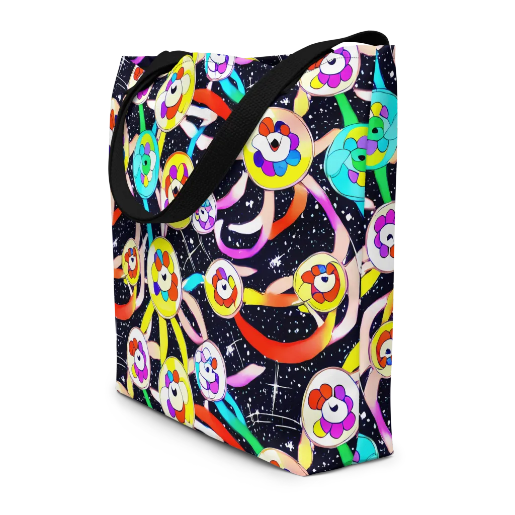 Cosmic Bloom Parade on Large Tote Bag W/ Pocket — Front