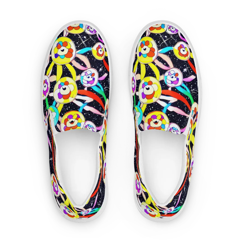 Cosmic Bloom Parade on Women's Slip-On Canvas Shoes — Front